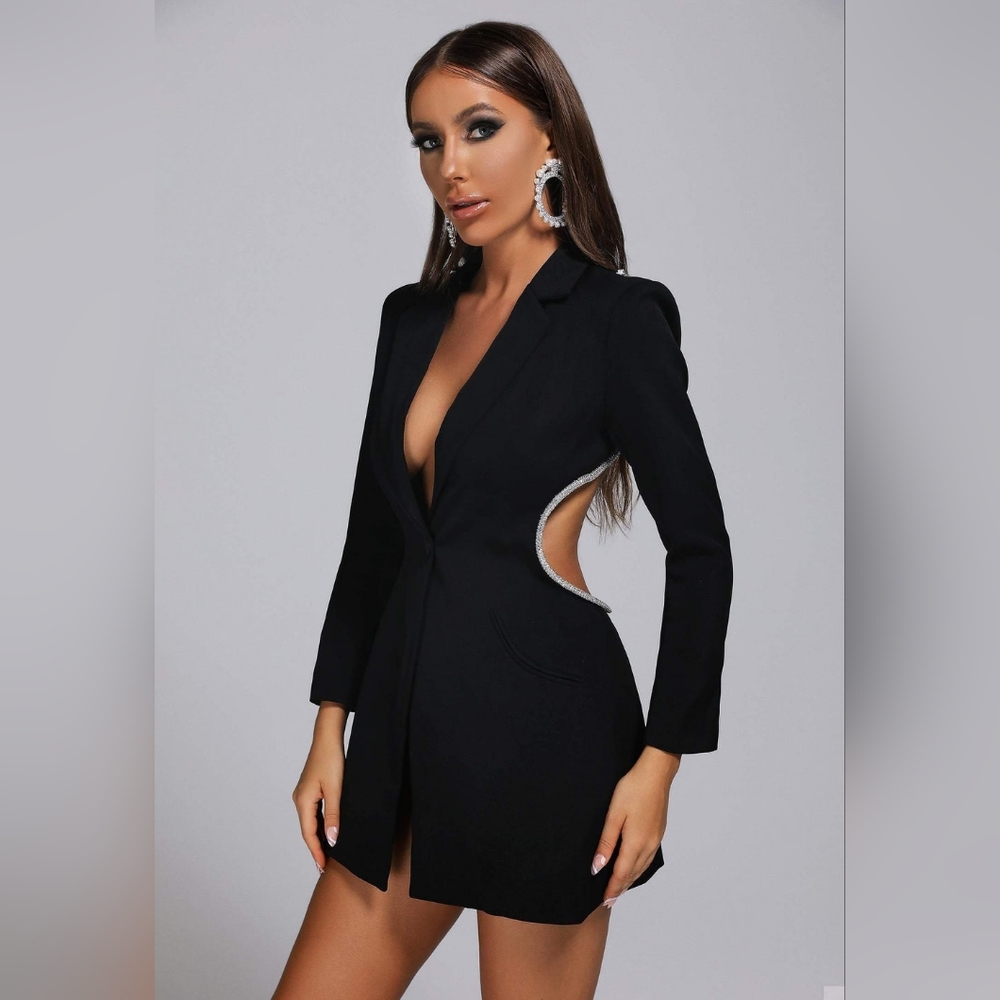 NWOT Bikala Rhinestone Backless Blazer Dress (Black) - BELLA BARNETT -NEVER WORN